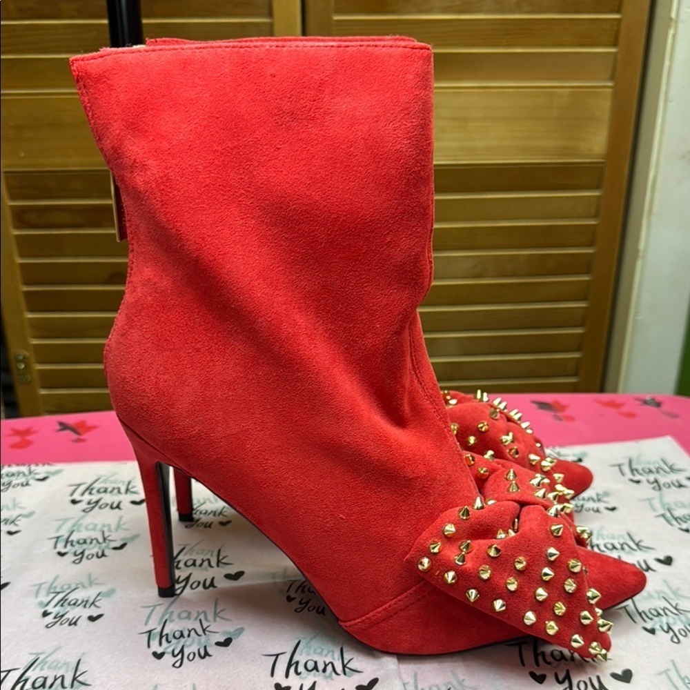 Cape Robbin . Red Embellished Ankle Booties - Picture 5 of 9